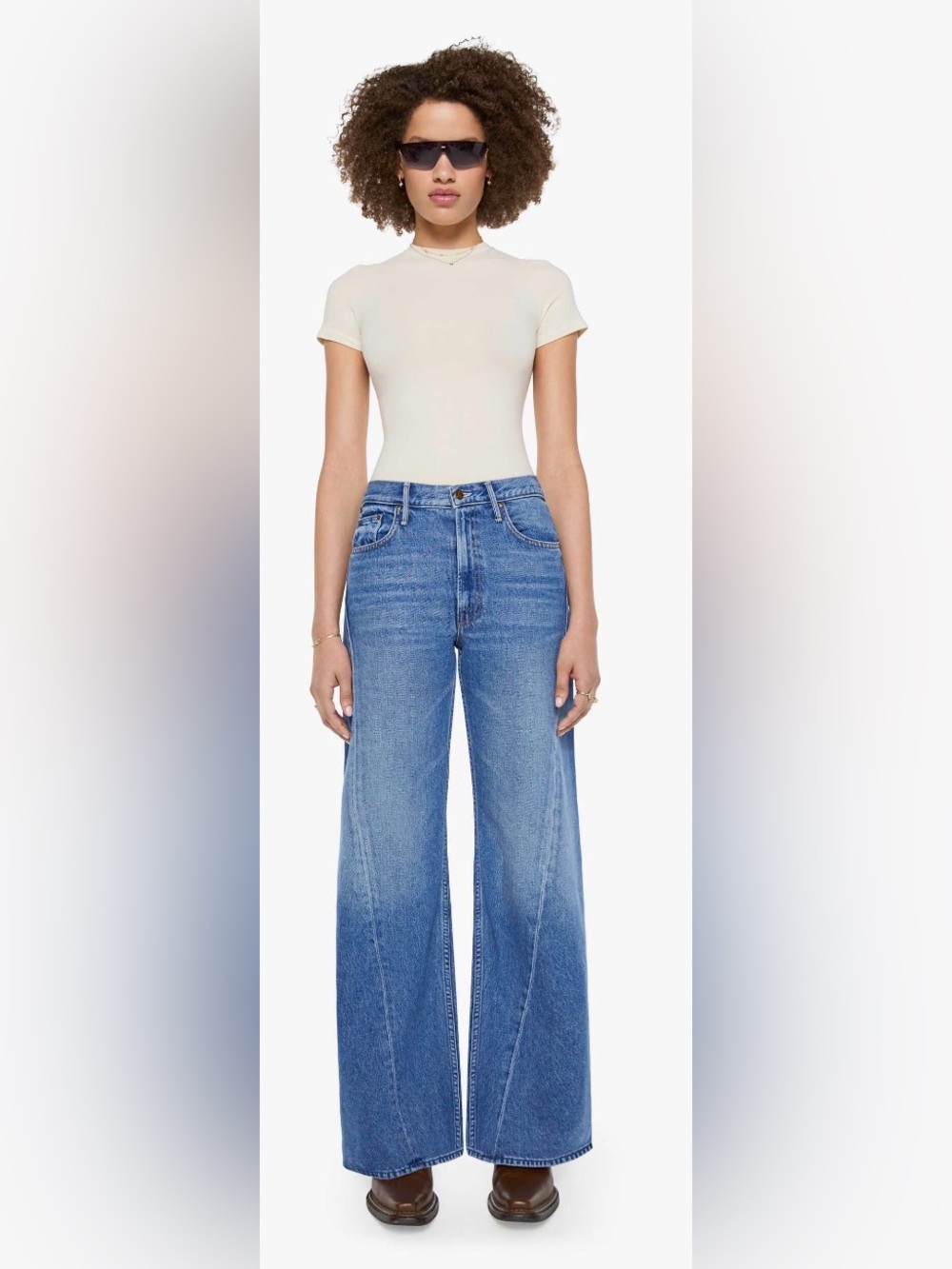 Mother SNACKS The Lemon Twist in Rolling in the Dough Wide Leg Jeans Size 26